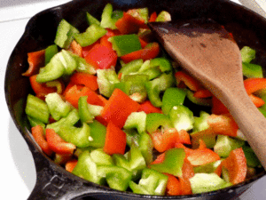 The more color, the better! Use whatever combination of sweet peppers you have on hand.
